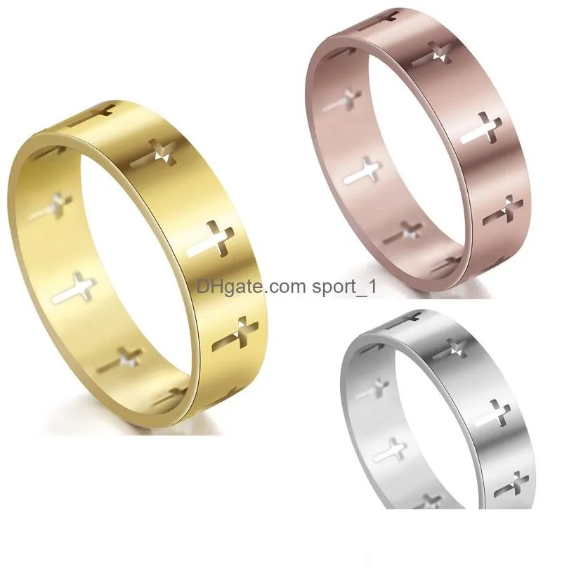 punk stainless steel rings for women geometric cross ring statement lock charms men rings jewelry