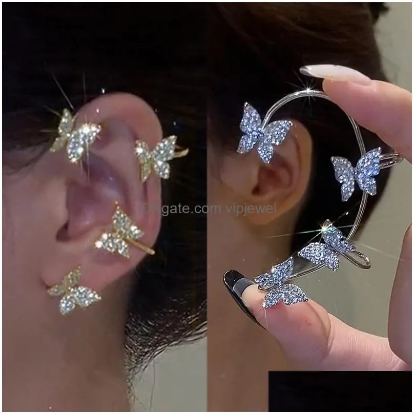 luxury shining zircon rhinestone long tassel ear cuff exquisite vintage earrings wedding party jewelry