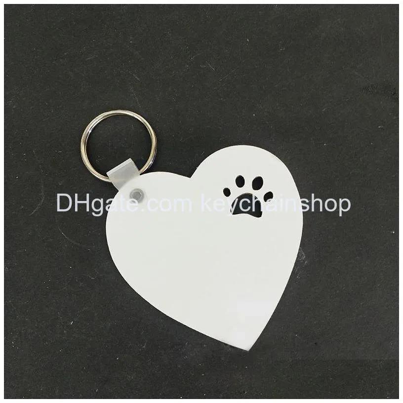 puppy keychain party favor sublimation mdf keyring for women paw print wooden keychains creative dog tag