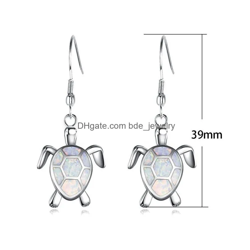 women charm fashion blue imitation opal drop earrings cute turtle animal earrings female wedding jewelry gift