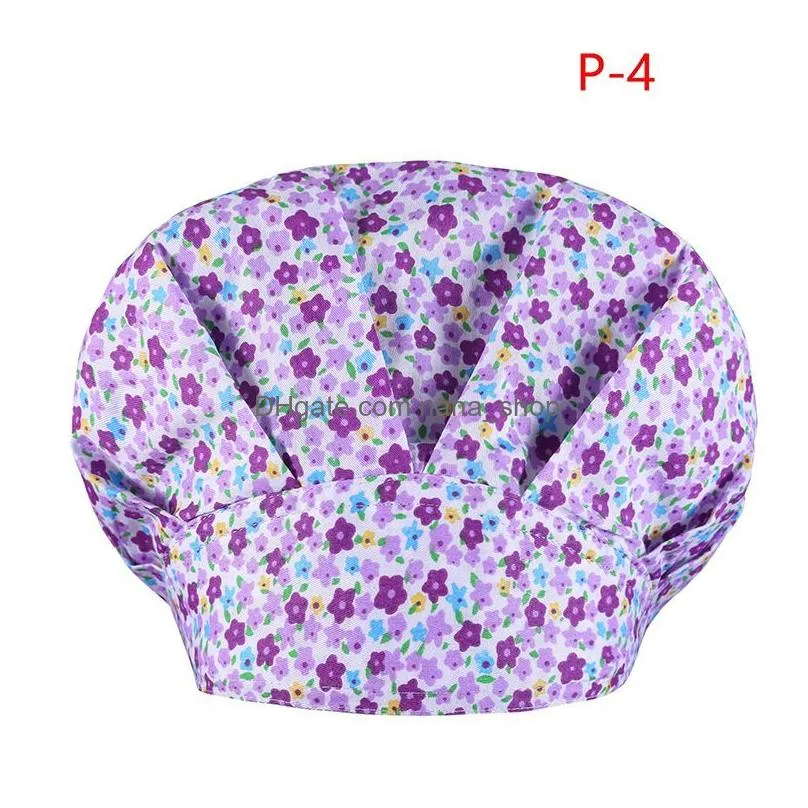 breathable sweat-absorbent nurse scrub dust cap cartoon floral printing frosted puffy hat health workers puffy hats