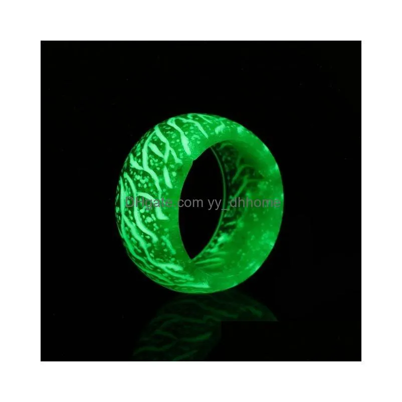 fashion colorful luminous silicone women band rings jewelry glow in the dark finger ring for man gift