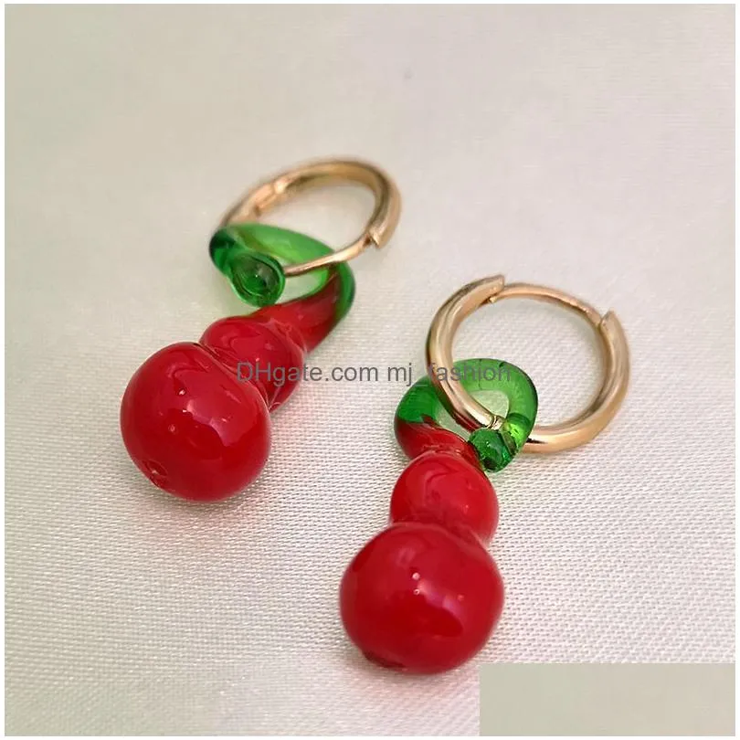 red little chili pepper charm delicate fashion jewelry metal hoop earrings for women gift