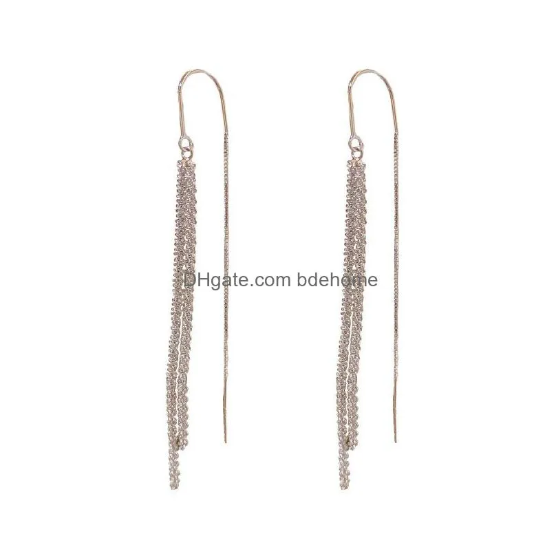 trend sparkling long tassels dangle earrings for women elegant crystal flower pendant earring party wedding jewelry gifts
