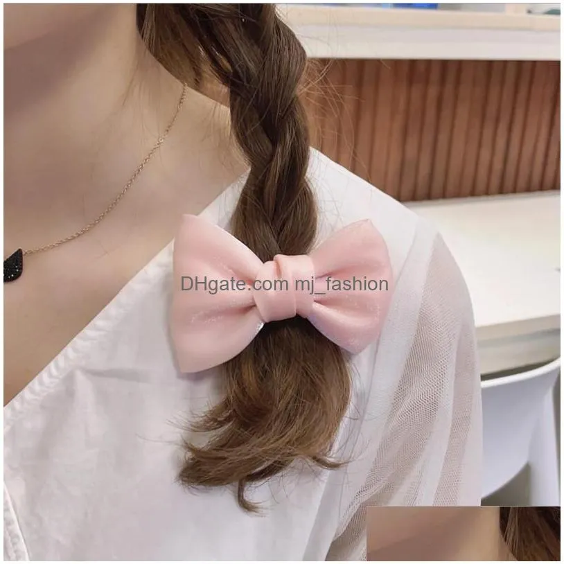 korean sweet barrettes solid color bows hair clip for kids girls boutique handmade hairpins barrette headwear hairs accessories