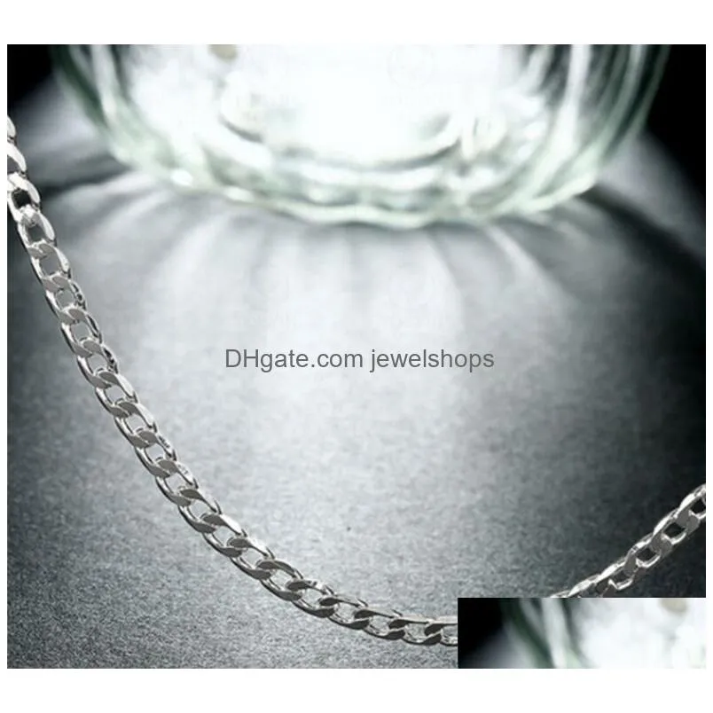 women mens jewelry 925 sterling silver plated 4mm 16-24inches chain necklace hiphop jewellry