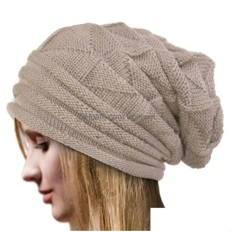 women knit baggy beanie oversize winter hat ski slouchy cap skull wool warm beanies