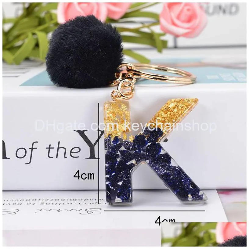 personalized resin keychain party favor alphabet sparkling car bag pendant keychains for women