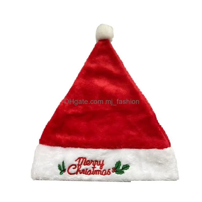 christmas xmas soft hat santa claus red short plush noel hat merry christma decor gift happy new year traditional cap for party costume