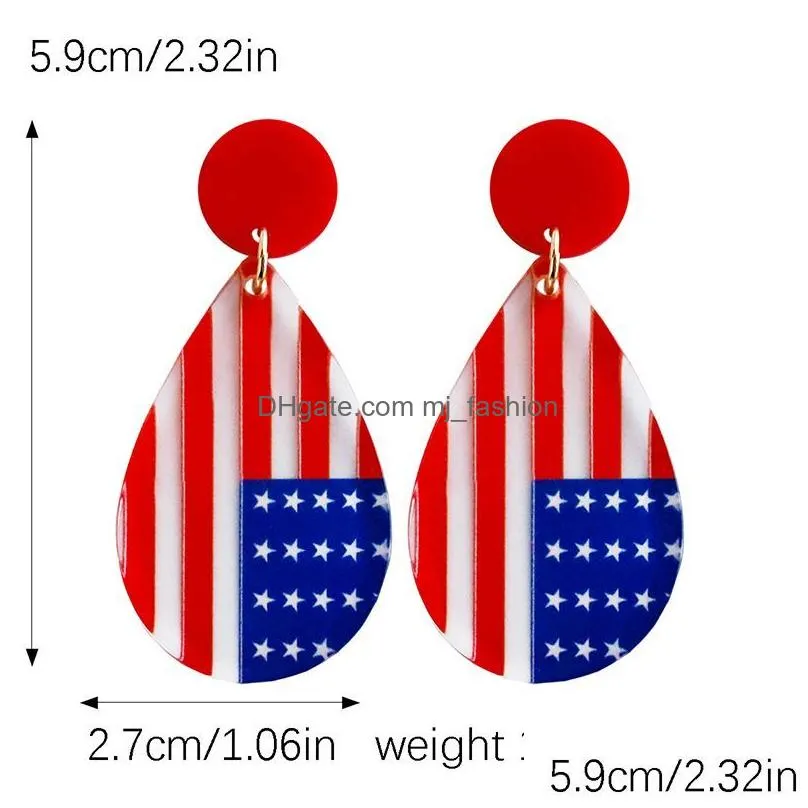 american independence day earrings red blue stripes flag ethnic acrylic hanging earrings