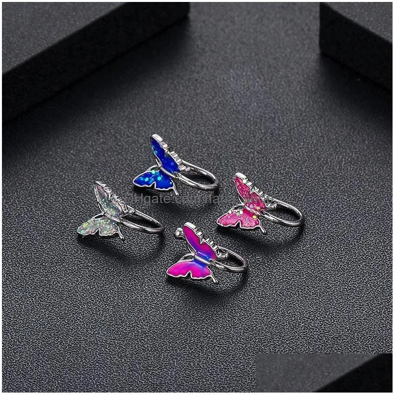 casual butterfly nose clip fashion personalized u-shaped false nose ring faux nose piercing jewelry for women