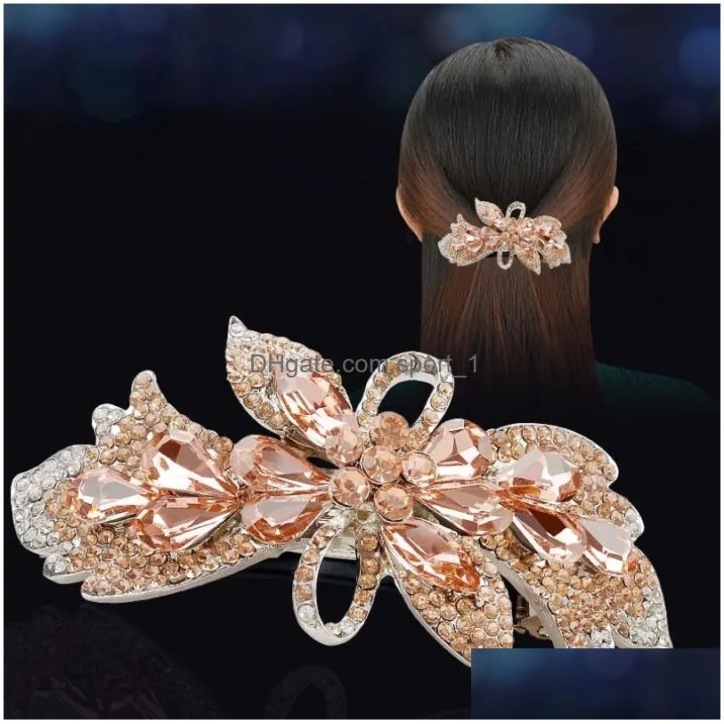 shiny rhinestone flower hairs clip geometric barrettes hairpin retro crystal acrylic clips claws women girls hair accessories
