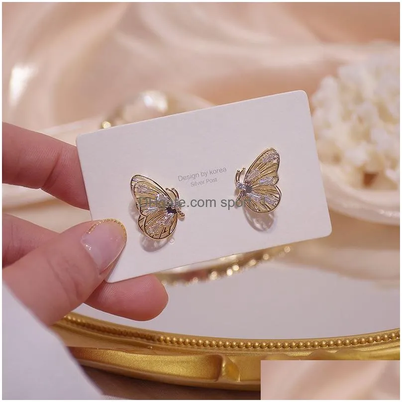 fashion jewelry exquisite pearl zircon women stud delicate moon horse cute butterfly wings animal earrings korean design wholesale