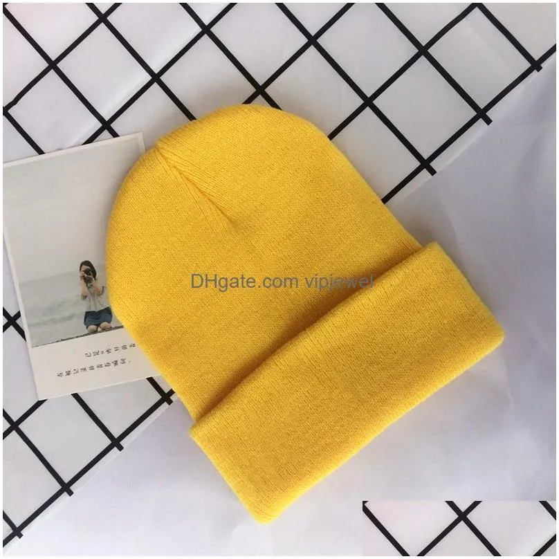 baby winter knitted hat cuff keep warm cloghet child cap for kids women men outdoor acrylic solid color girls boys beanies hats
