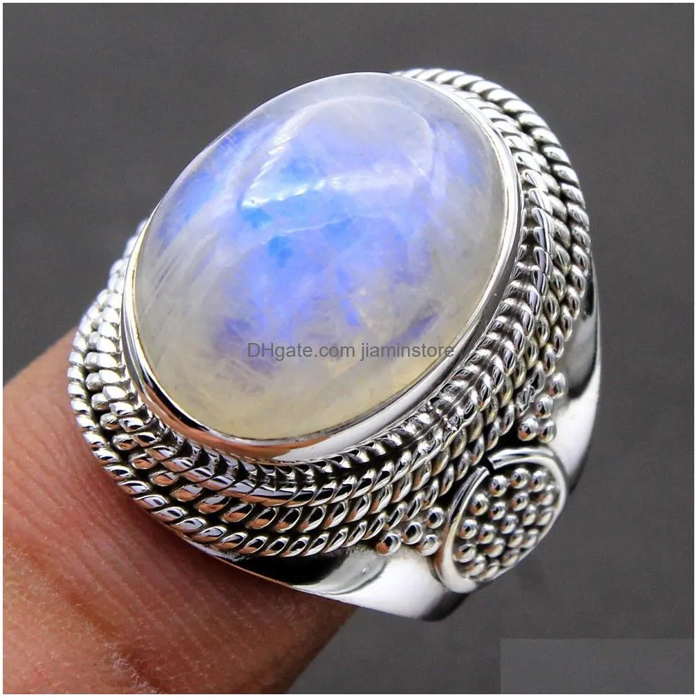 vintage moonstone rings for women jewelry finger ring female charming gift wedding statement ring