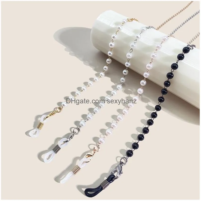 women eyeglasses chains fashion metal glasses lanyard girl pearl mask strap trendy acrylic non-slip mask chain sunglasses cord