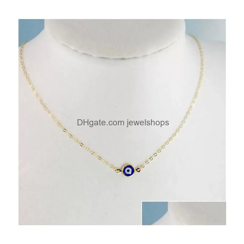 blue evil eye pendant bohemian necklace gold silver colors for women birthday friendship jewelry party gift wholesale