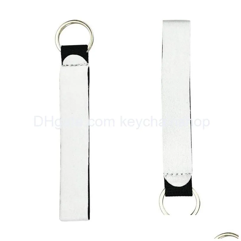 neoprene wristlet keychains favor sublimation print blank lanyard strap band split ring key chain holder hand wrist keychain for girls