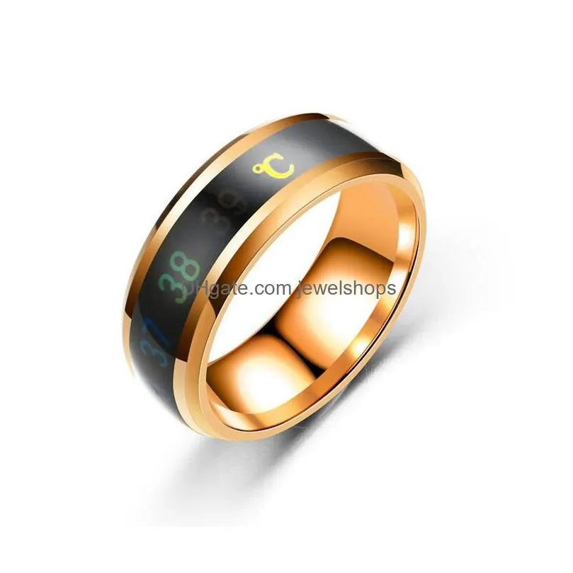 men women 8mm stainless steel smart band ring temperature intelligent temperature sensing titanium steel couples rings