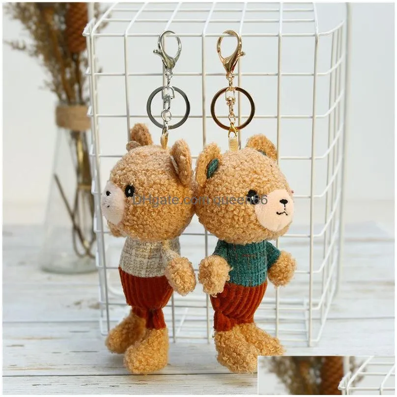 kawaii plush teddy bear keychain cute love doll bag pendants keychains toys soft cotton key chain girls and kids gift