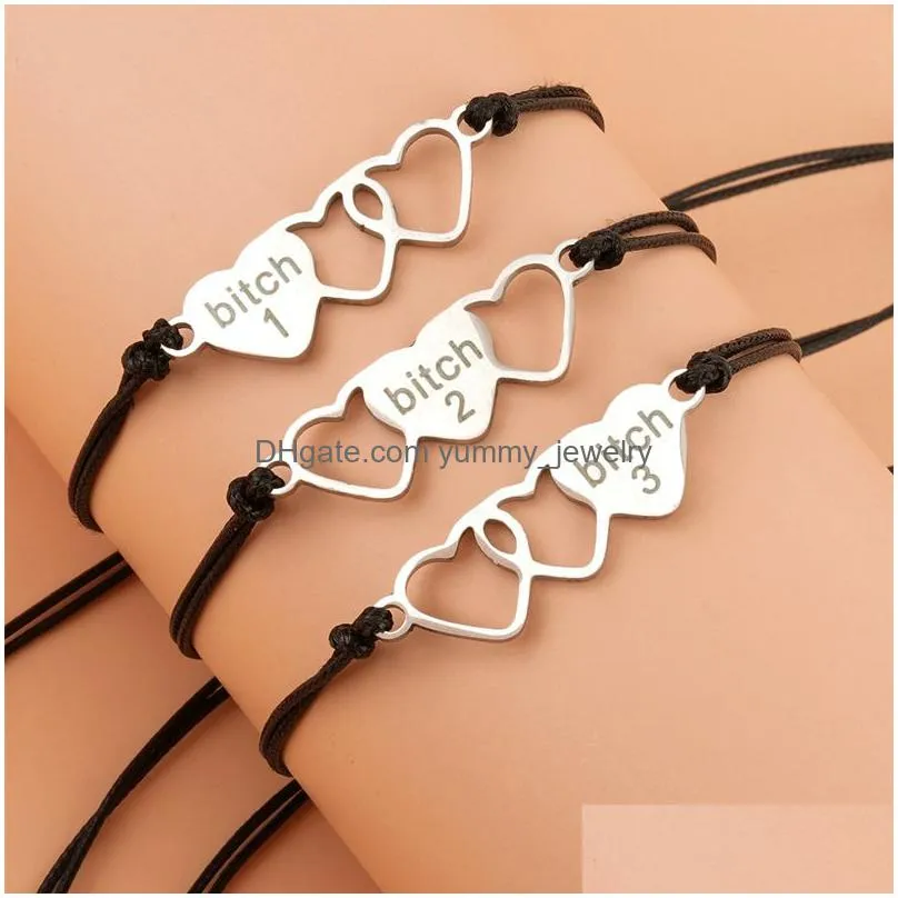 3pcs/set charm friendship sister bracelets unbiological sister best friend bracelet with card soul sister bff bridesmaid gift