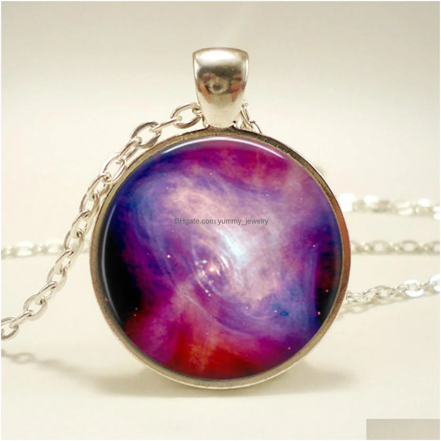 fashion galaxy moon star necklace classic glass cabochon statement choker necklace for women vintage silver color chain