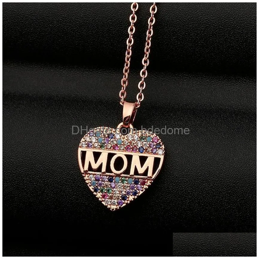 update mom necklaces pendant ziron diamond heart necklace stainless steel chains mother gift will and sandy