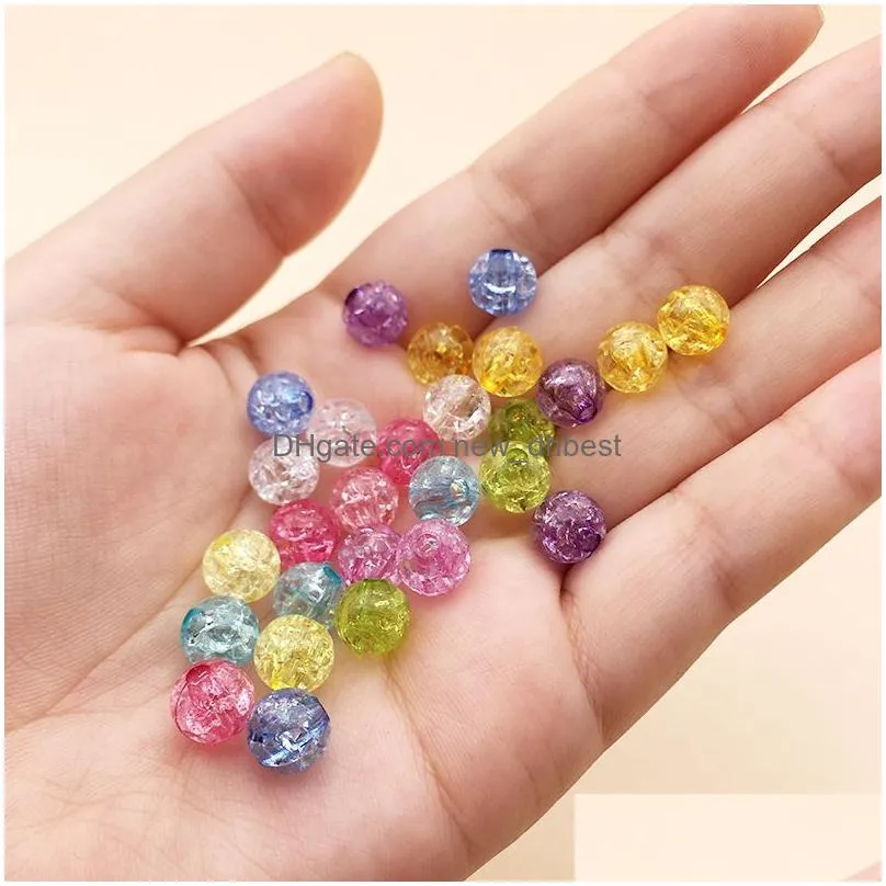 8/10mm multicolor plating acrylic beads loose spacer round bead jewelry plastic/resin artificial pearl making diy bracelets