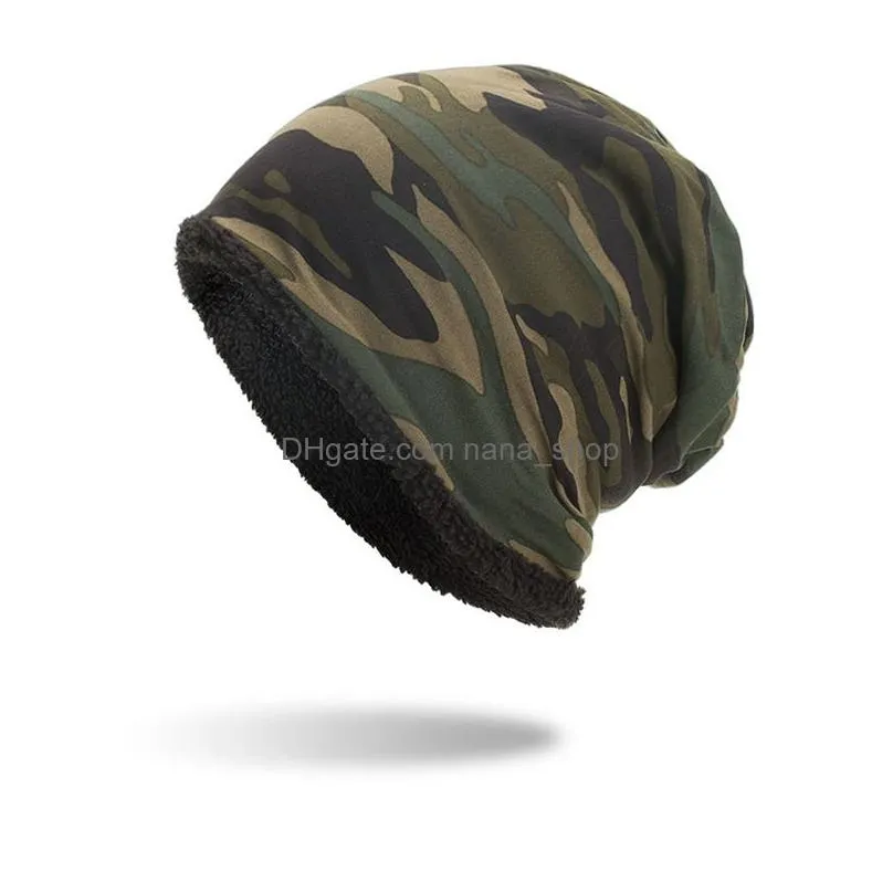 outdoor winter warm beanie hat men slouchy camouflage beanie uni cotton camo knitted ski caps