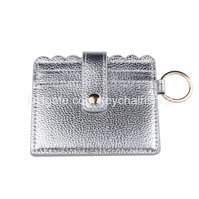 in stock leather pu multi-card slot credit card bag holder fashion keychain cards bags for women