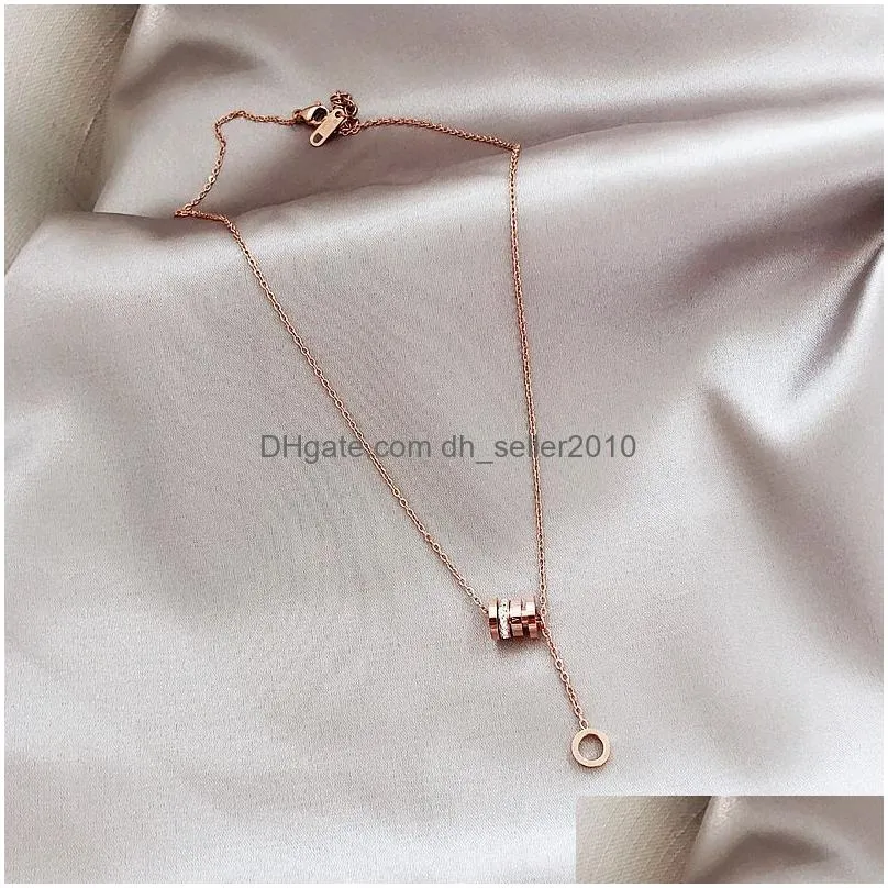 classic design famous brand roman numerals pendant necklace for women titanium steel necklace luxury jewelry female