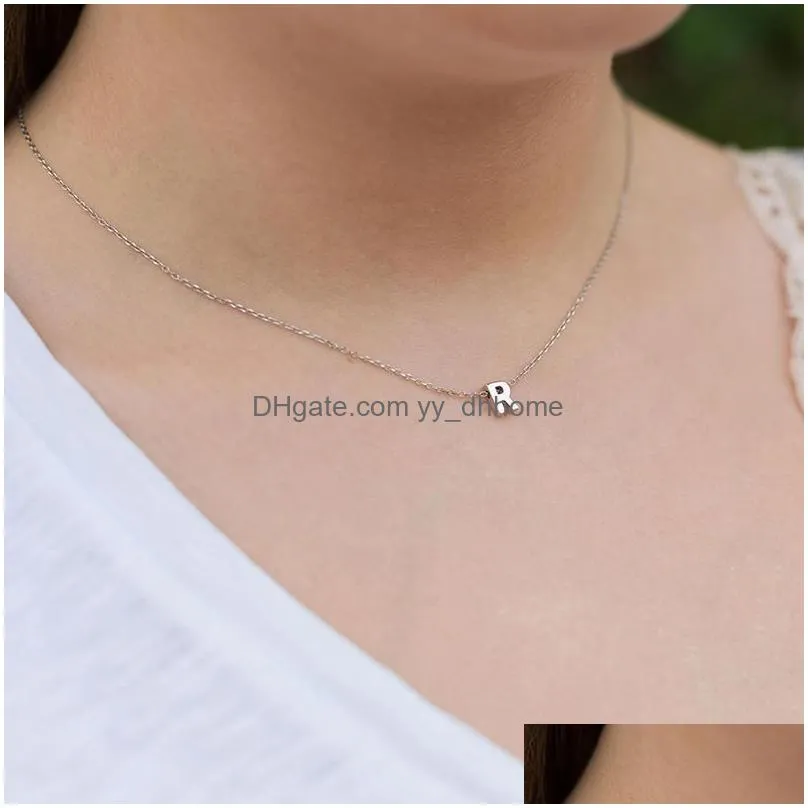 fashion tiny initial necklace gold silver color cut letters single name choker necklaces for women pendant jewelry gift