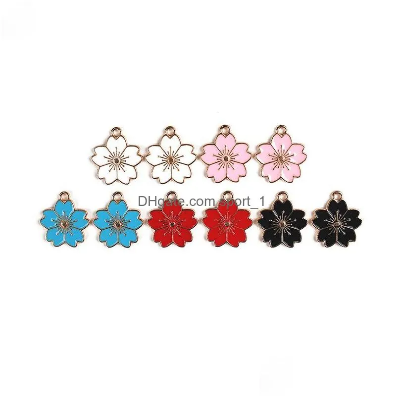 diy a-z letter charms double face enamel alloy letter charms alphabet daisy sakura pendants diy bracelet jewelry making wholesale