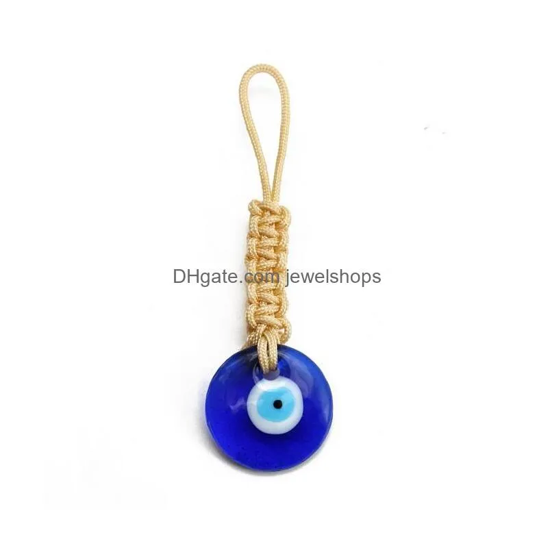 turkish evil eye key rings 30mm lucky blue eye charm weave keychain keyring for men women car key pendant