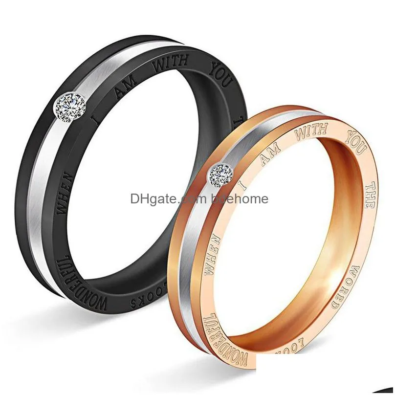 fashion titanium steel couple rings his and hers promise ring alliances of marriage love ring lord wedding for lover