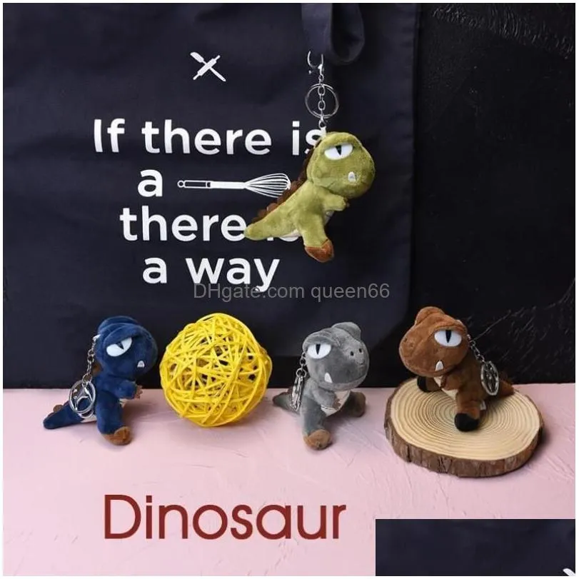 11cm plush women dinosaur keychains cute soft stuffed toothy dinosaurs toy doll small pendant dolls for kids