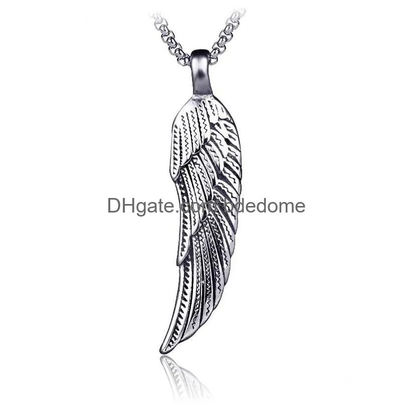 bird feather pendant neacklaces retro stainless steel men nightclub necklace fine fashion jewelry