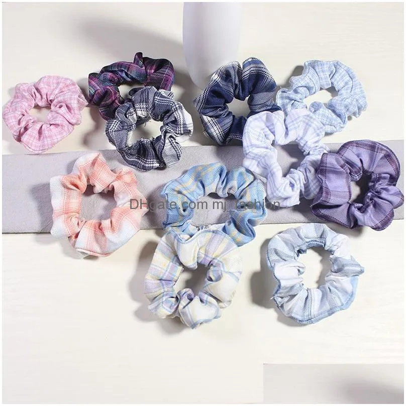 casual plaid scrunchies women hair elastic hair bands girls hair ties ponytail holders hair accessories