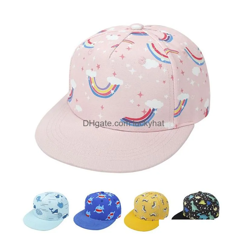 baby baseball cap for children boy cartoon shark dinosaur printing hip hop summer sun hat boys girls hats caps