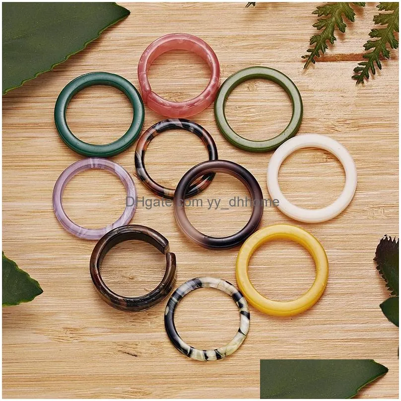 multicolor resin rings for women acrylic mix marble color pattern ring girls sweet style jewelry gift 10pcs/set