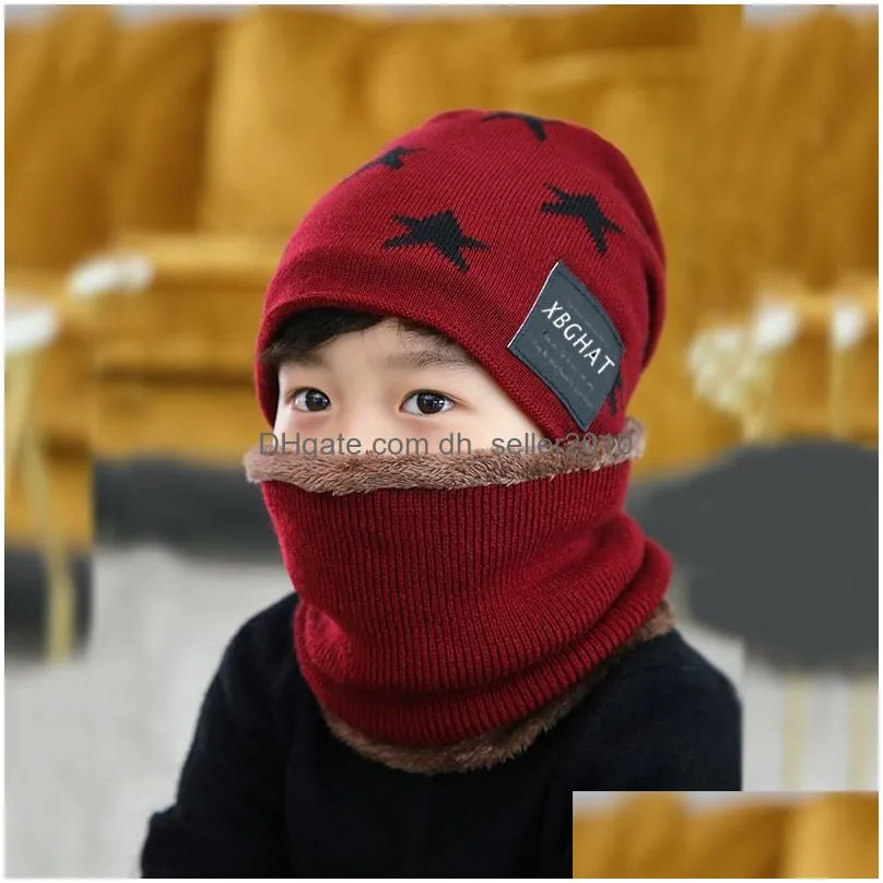 baby boy hat scarf set winter beanies knit cotton warm soft beanie for children girls hip hop caps fashion accessories