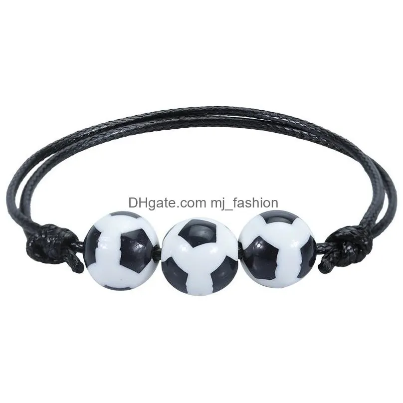 hand made casual basketball baseball bracelet wax line woven tennis rugby bracelet boys girls sports jewelry