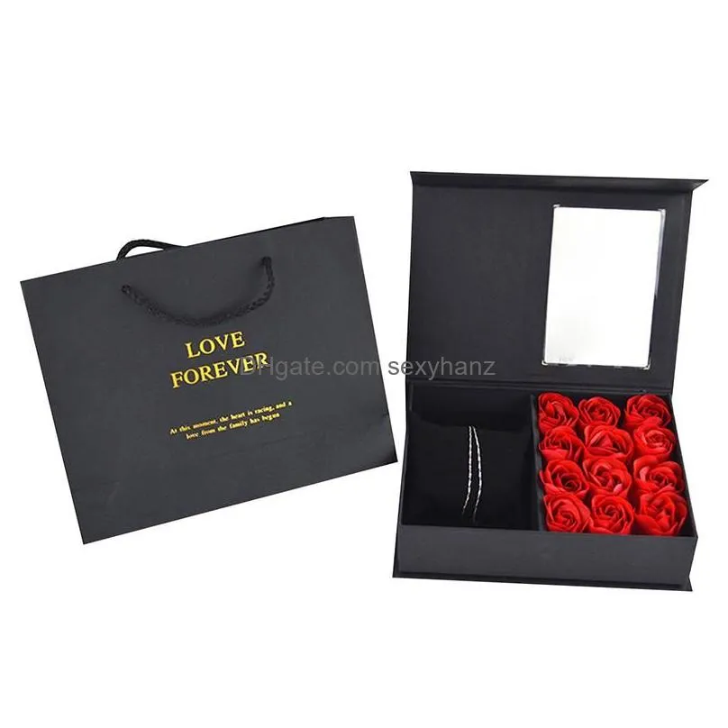 creative eternal soap rose small gift box exquisite valentines day jewelry cases marriage ring boxes holder