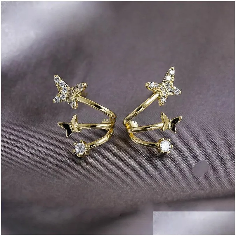 korean micro pave zircon stud earrings for women simple elegant gold color geometric metal fashion jewelry
