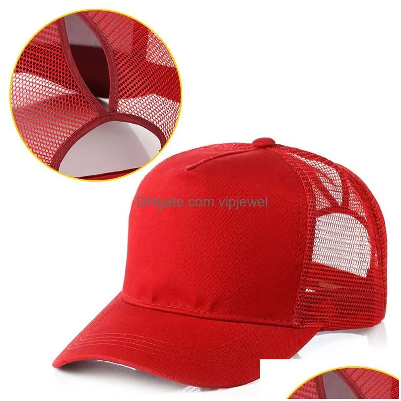womens ponytail baseball cap summer mesh hat female fashion gluing type hip hop hats casual adjustable outdoor