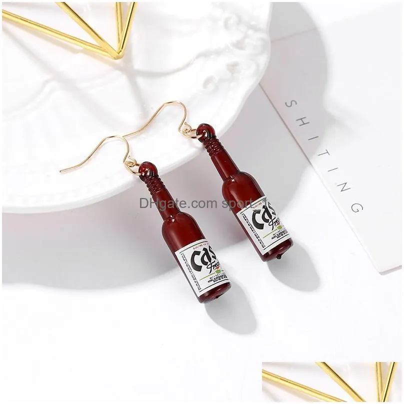 funny women earring resin drop funny custom cute girls charm liquor spirits bottle cans jewelry