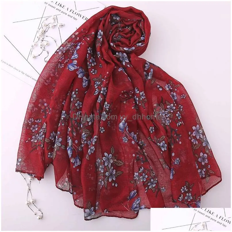 women spring autumn scarf fashion balinese scarves shawls and wraps lady foulard flower hijab stoles