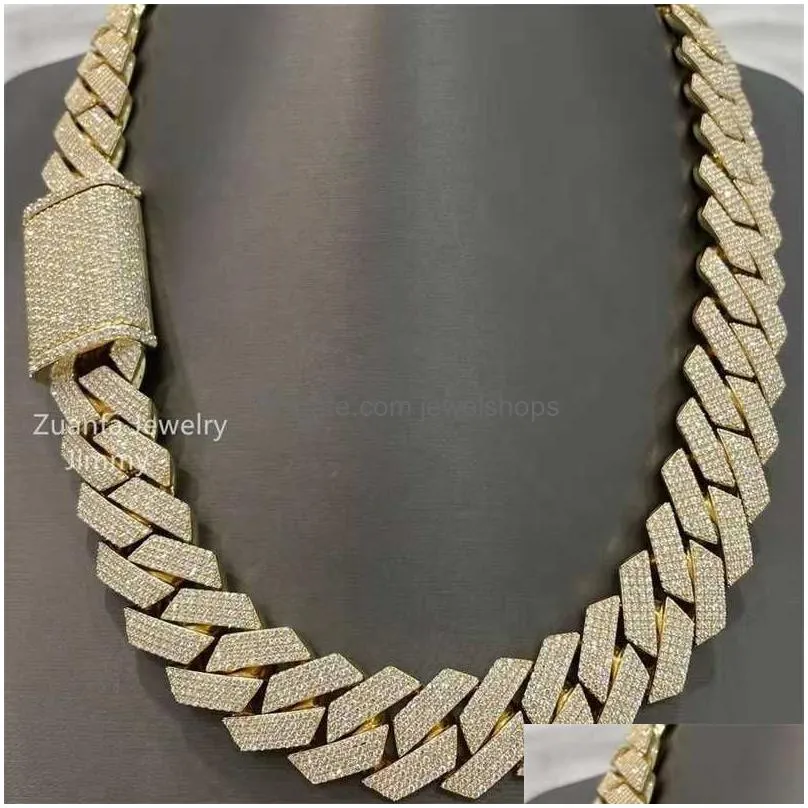 customized 24mm width 4row heavy 500g iced out jewelry bust down moissanite diamonds cuban link