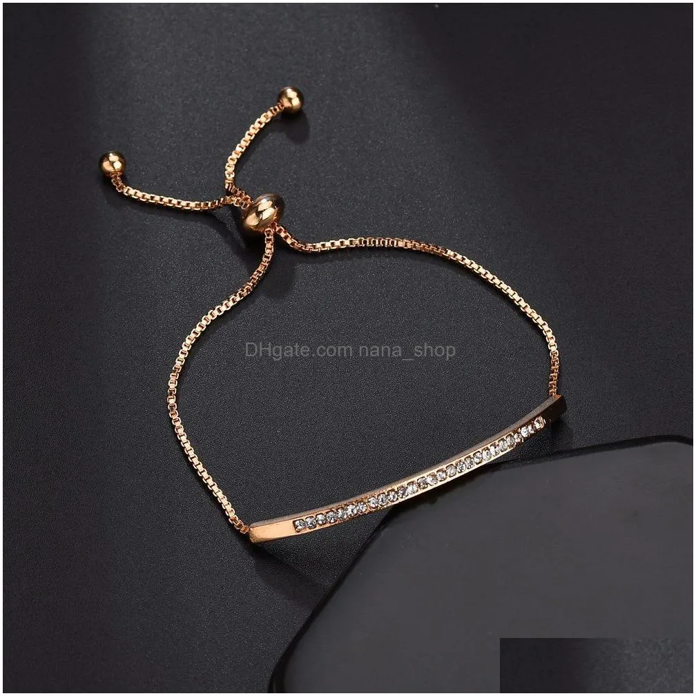girls adjustable link chain bracelet bangle for women bar rose gold sliver color jewelry
