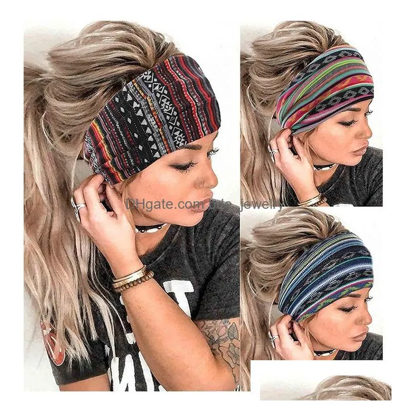 cross headbands for woman hairband print elastic sports yoga headband headwear retro girls hair band hair accessories